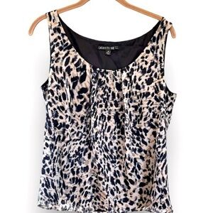 🍕Lafayette 148 silk tank top blouse abstract animal print 10